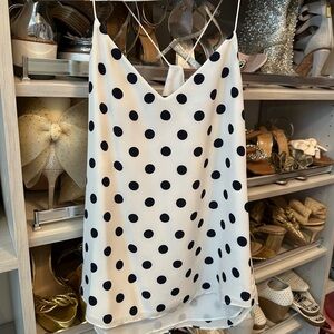 J. Crew White and Black Polka Dot Top